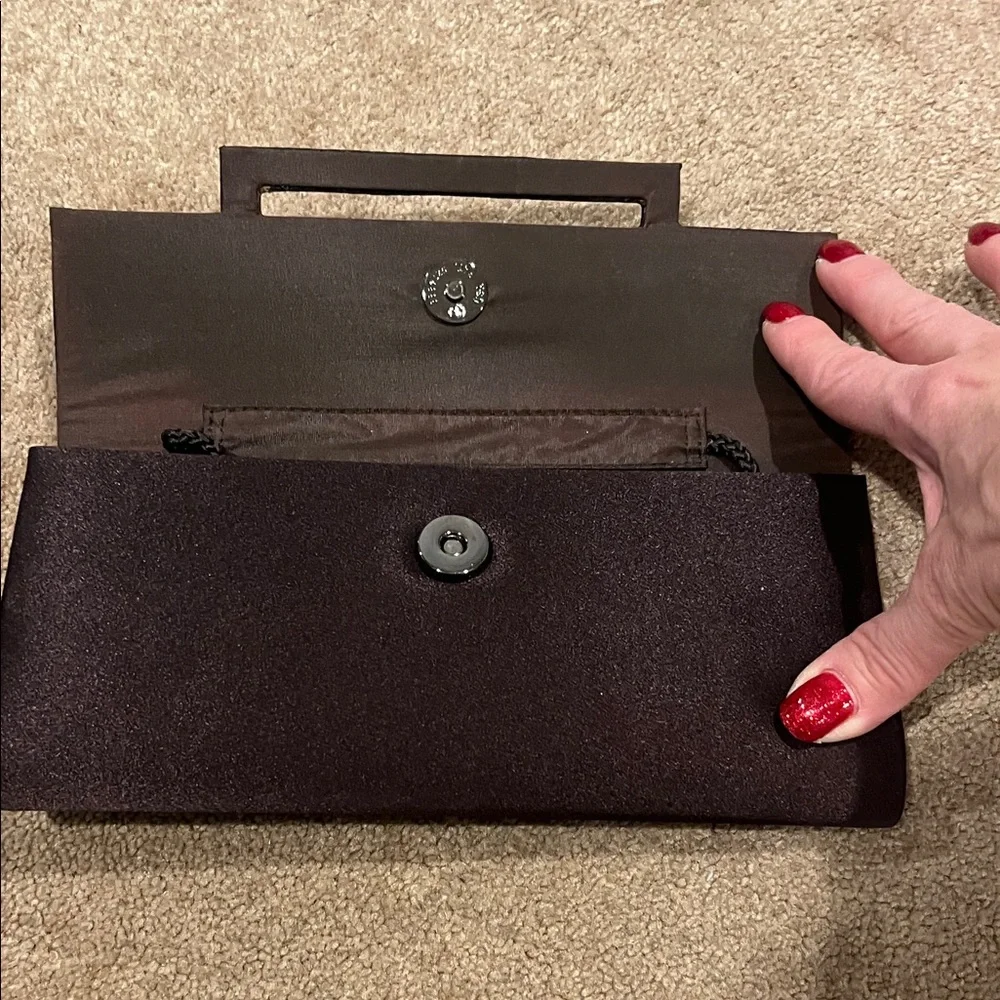 Chic Dark Brown Clutch with Embellished Detail